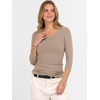 image:imageANRABESS Womens 34 Length Sleeve Ribbed Knit TopsampShirts V Neck Slim Fit Soft Medium Stretch Summer Casual Basic OutfitsLight Camel