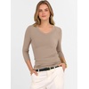 image:imageANRABESS Womens 34 Length Sleeve Ribbed Knit TopsampShirts V Neck Slim Fit Soft Medium Stretch Summer Casual Basic OutfitsLight Camel