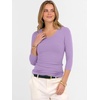 image:imageANRABESS Womens 34 Length Sleeve Ribbed Knit TopsampShirts V Neck Slim Fit Soft Medium Stretch Summer Casual Basic OutfitsLight Purple