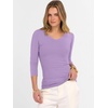 image:imageANRABESS Womens 34 Length Sleeve Ribbed Knit TopsampShirts V Neck Slim Fit Soft Medium Stretch Summer Casual Basic OutfitsLight Purple
