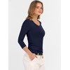 image:imageANRABESS Womens 34 Length Sleeve Ribbed Knit TopsampShirts V Neck Slim Fit Soft Medium Stretch Summer Casual Basic OutfitsNavy Blue
