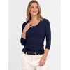 image:imageANRABESS Womens 34 Length Sleeve Ribbed Knit TopsampShirts V Neck Slim Fit Soft Medium Stretch Summer Casual Basic OutfitsNavy Blue