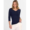 image:imageANRABESS Womens 34 Length Sleeve Ribbed Knit TopsampShirts V Neck Slim Fit Soft Medium Stretch Summer Casual Basic OutfitsNavy Blue