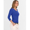 image:imageANRABESS Womens 34 Length Sleeve Ribbed Knit TopsampShirts V Neck Slim Fit Soft Medium Stretch Summer Casual Basic OutfitsRoyal Blue