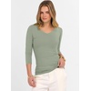 image:imageANRABESS Womens 34 Length Sleeve Ribbed Knit TopsampShirts V Neck Slim Fit Soft Medium Stretch Summer Casual Basic OutfitsSage Green