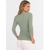 image:imageANRABESS Womens 34 Length Sleeve Ribbed Knit TopsampShirts V Neck Slim Fit Soft Medium Stretch Summer Casual Basic OutfitsSage Green