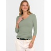 image:imageANRABESS Womens 34 Length Sleeve Ribbed Knit TopsampShirts V Neck Slim Fit Soft Medium Stretch Summer Casual Basic OutfitsSage Green