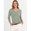 image:imageANRABESS Womens 34 Length Sleeve Ribbed Knit TopsampShirts V Neck Slim Fit Soft Medium Stretch Summer Casual Basic OutfitsSage Green