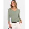 image:imageANRABESS Womens 34 Length Sleeve Ribbed Knit TopsampShirts V Neck Slim Fit Soft Medium Stretch Summer Casual Basic OutfitsSage Green