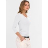 image:imageANRABESS Womens 34 Length Sleeve Ribbed Knit TopsampShirts V Neck Slim Fit Soft Medium Stretch Summer Casual Basic OutfitsWhite