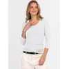 image:imageANRABESS Womens 34 Length Sleeve Ribbed Knit TopsampShirts V Neck Slim Fit Soft Medium Stretch Summer Casual Basic OutfitsWhite