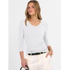 image:imageANRABESS Womens 34 Length Sleeve Ribbed Knit TopsampShirts V Neck Slim Fit Soft Medium Stretch Summer Casual Basic OutfitsWhite