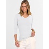 image:imageANRABESS Womens 34 Length Sleeve Ribbed Knit TopsampShirts V Neck Slim Fit Soft Medium Stretch Summer Casual Basic OutfitsWhite