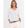 image:imageANRABESS Womens 34 Length Sleeve Ribbed Knit TopsampShirts V Neck Slim Fit Soft Medium Stretch Summer Casual Basic OutfitsWhite