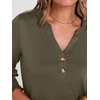 image:imageANRABESS Womens 34 Sleeve Henley Blouse Soft V Neck Top for Dressy Casual Work amp Business Office WearArmy Green