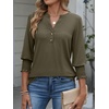 image:imageANRABESS Womens 34 Sleeve Henley Blouse Soft V Neck Top for Dressy Casual Work amp Business Office WearArmy Green