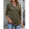image:imageANRABESS Womens 34 Sleeve Henley Blouse Soft V Neck Top for Dressy Casual Work amp Business Office WearArmy Green