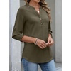 image:imageANRABESS Womens 34 Sleeve Henley Blouse Soft V Neck Top for Dressy Casual Work amp Business Office WearArmy Green