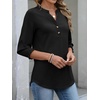 image:imageANRABESS Womens 34 Sleeve Henley Blouse Soft V Neck Top for Dressy Casual Work amp Business Office WearBlack
