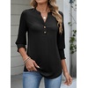 image:imageANRABESS Womens 34 Sleeve Henley Blouse Soft V Neck Top for Dressy Casual Work amp Business Office WearBlack