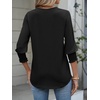 image:imageANRABESS Womens 34 Sleeve Henley Blouse Soft V Neck Top for Dressy Casual Work amp Business Office WearBlack