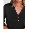 image:imageANRABESS Womens 34 Sleeve Henley Blouse Soft V Neck Top for Dressy Casual Work amp Business Office WearBlack