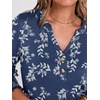 image:imageANRABESS Womens 34 Sleeve Henley Blouse Soft V Neck Top for Dressy Casual Work amp Business Office WearBlue White Floral