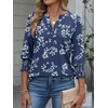 image:imageANRABESS Womens 34 Sleeve Henley Blouse Soft V Neck Top for Dressy Casual Work amp Business Office WearBlue White Floral