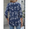 image:imageANRABESS Womens 34 Sleeve Henley Blouse Soft V Neck Top for Dressy Casual Work amp Business Office WearBlue White Floral