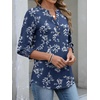 image:imageANRABESS Womens 34 Sleeve Henley Blouse Soft V Neck Top for Dressy Casual Work amp Business Office WearBlue White Floral