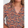 image:imageANRABESS Womens 34 Sleeve Henley Blouse Soft V Neck Top for Dressy Casual Work amp Business Office WearBohemian Orange