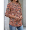 image:imageANRABESS Womens 34 Sleeve Henley Blouse Soft V Neck Top for Dressy Casual Work amp Business Office WearBohemian Orange