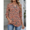 image:imageANRABESS Womens 34 Sleeve Henley Blouse Soft V Neck Top for Dressy Casual Work amp Business Office WearBohemian Orange
