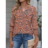image:imageANRABESS Womens 34 Sleeve Henley Blouse Soft V Neck Top for Dressy Casual Work amp Business Office WearBohemian Orange