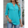 image:imageANRABESS Womens 34 Sleeve Henley Blouse Soft V Neck Top for Dressy Casual Work amp Business Office WearLake