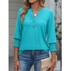 image:imageANRABESS Womens 34 Sleeve Henley Blouse Soft V Neck Top for Dressy Casual Work amp Business Office WearLake