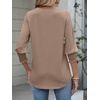 image:imageANRABESS Womens 34 Sleeve Henley Blouse Soft V Neck Top for Dressy Casual Work amp Business Office WearLight Khaki