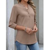 image:imageANRABESS Womens 34 Sleeve Henley Blouse Soft V Neck Top for Dressy Casual Work amp Business Office WearLight Khaki