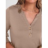 image:imageANRABESS Womens 34 Sleeve Henley Blouse Soft V Neck Top for Dressy Casual Work amp Business Office WearLight Khaki
