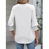 image:imageANRABESS Womens 34 Sleeve Henley Blouse Soft V Neck Top for Dressy Casual Work amp Business Office WearWhite