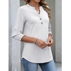 image:imageANRABESS Womens 34 Sleeve Henley Blouse Soft V Neck Top for Dressy Casual Work amp Business Office WearWhite