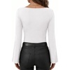 image:imageANRABESS Womens Bell Long Sleeve Boat Neck Crop Tops  Stretchy SoftRuched Slim Fitted ShirtsCute Stylish Y2K Street TeeGoing Out Travel AllDay WearFall FashionYoung GirlsWhite