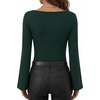 image:imageANRABESS Womens Bell Long Sleeve Boat Neck Crop Tops  Stretchy SoftRuched Slim Fitted ShirtsCute Stylish Y2K Street TeeGoing Out Travel AllDay WearFall FashionYoung GirlsForest Green
