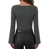image:imageANRABESS Womens Bell Long Sleeve Boat Neck Crop Tops  Stretchy SoftRuched Slim Fitted ShirtsCute Stylish Y2K Street TeeGoing Out Travel AllDay WearFall FashionYoung GirlsGrey