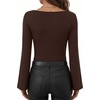 image:imageANRABESS Womens Bell Long Sleeve Boat Neck Crop Tops  Stretchy SoftRuched Slim Fitted ShirtsCute Stylish Y2K Street TeeGoing Out Travel AllDay WearFall FashionYoung GirlsBrown