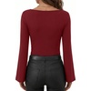 image:imageANRABESS Womens Bell Long Sleeve Boat Neck Crop Tops  Stretchy SoftRuched Slim Fitted ShirtsCute Stylish Y2K Street TeeGoing Out Travel AllDay WearFall FashionYoung GirlsRed