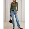 image:imageANRABESS Womens Cowl Neck Long Sleeve ShirtsSoft Ribbed Knit Crop Tops with Side RuchedCasual amp Going Out Tshirts for FallArmy Green