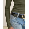 image:imageANRABESS Womens Cowl Neck Long Sleeve ShirtsSoft Ribbed Knit Crop Tops with Side RuchedCasual amp Going Out Tshirts for FallArmy Green