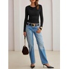 image:imageANRABESS Womens Cowl Neck Long Sleeve ShirtsSoft Ribbed Knit Crop Tops with Side RuchedCasual amp Going Out Tshirts for FallBlack