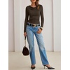image:imageANRABESS Womens Cowl Neck Long Sleeve ShirtsSoft Ribbed Knit Crop Tops with Side RuchedCasual amp Going Out Tshirts for FallBrown